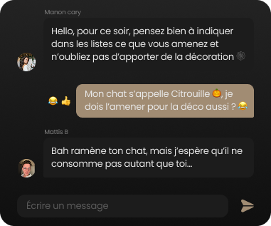 Application pour organiser une soirée messagerie