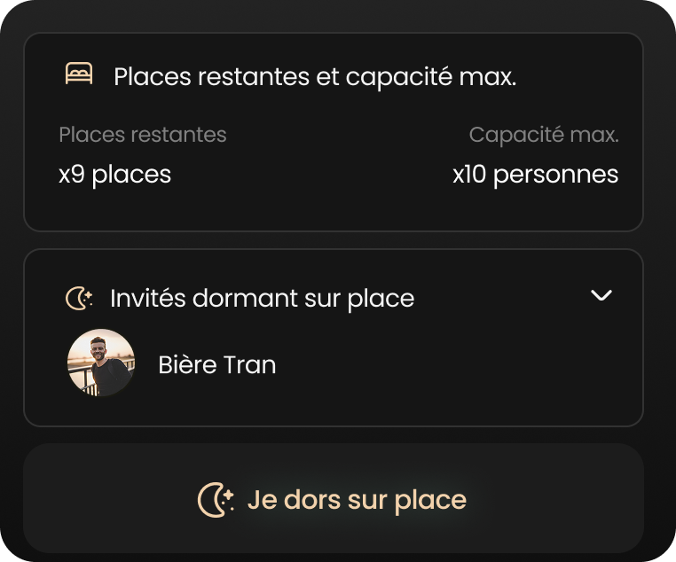 Application pour organiser une soirée gestion des nuitées
